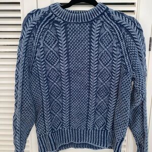 LL Bean Blue Cable Knit Sweater
